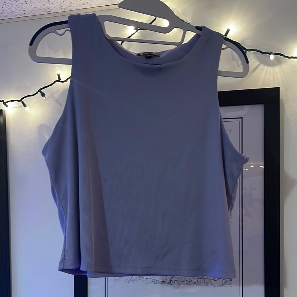 Blue Crop Tank Top with Sleeveless Style